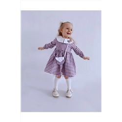 le petit sole Kız Çocuk Lavanta Yakalı Mor Elbise LVNT.11