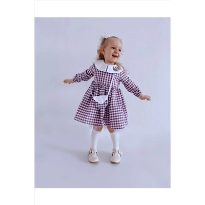 le petit sole Kız Çocuk Lavanta Yakalı Mor Elbise LVNT.11