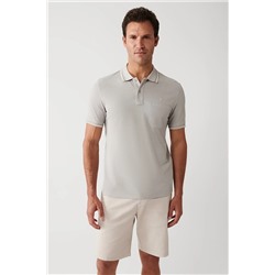 Avva Erkek Gri Kıvrılmaz Yaka Cepli Standart Fit Normal Kesim 2 Düğmeli Polo Yaka T-shirt E001031