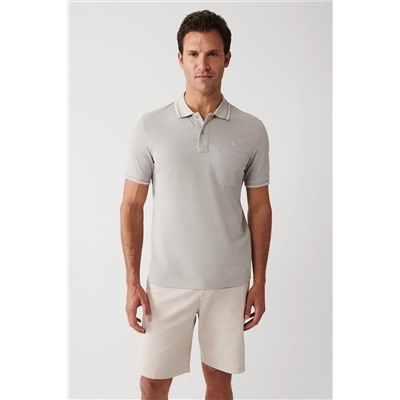 Avva Erkek Gri Kıvrılmaz Yaka Cepli Standart Fit Normal Kesim 2 Düğmeli Polo Yaka T-shirt E001031
