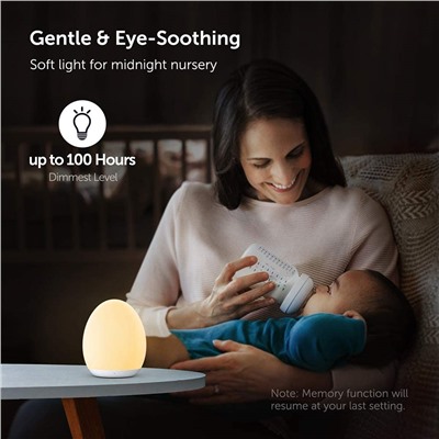 VAVA Home VA-CL009 Kids with Color Changing Mode & Dimming Function Rechargeable Baby Night Light with Touch Control & 1 Hour Timer, up to 100H, White