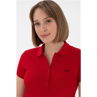 Kadın Kırmızı Basic Polo Yaka Tişört