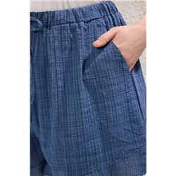 İndigo Geniş Paça Keten Görünümlü Büyük Beden Şort&Bermuda TBBSS25AP00010