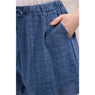 İndigo Geniş Paça Keten Görünümlü Büyük Beden Şort&Bermuda TBBSS25AP00010