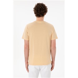 Erkek Regular Fit Bisiklet Yaka Bej Basic Tişört