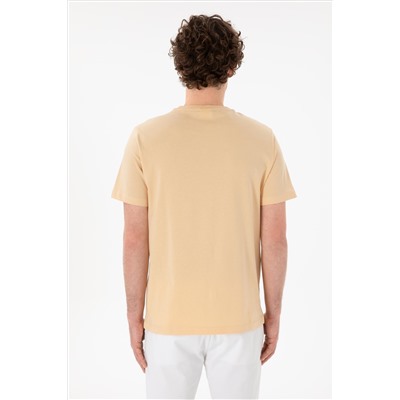 Erkek Regular Fit Bisiklet Yaka Bej Basic Tişört