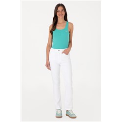 Kadın Beyaz Slim Flare Cropped Fit Jean Pantolon
