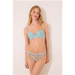 GORGEOUS Sujetador push up bordado flores  azul claro