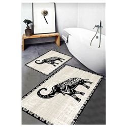 UYKE Dijital Baskı Kaymaz Taban Yıkanabilir 2'li Banyo Paspas Takımı 60x100 - 40x60 -68-uy