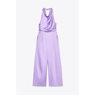 SATIN HALTER NECK JUMPSUIT