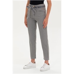 Kadın Gri Mom High Waist Fit Jean Pantolon