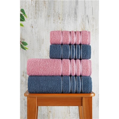 ATLANTİS HOME Lilas Serisi Pamuklu Dokusu Yumuşak 4'lü Banyo Havlu Seti - Sürpriz Hediyeli !!! lilas12