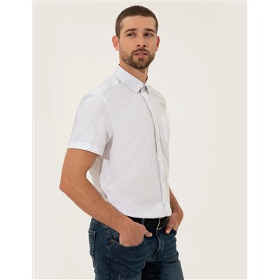Beyaz Regular Fit Kısa Kollu Gömlek