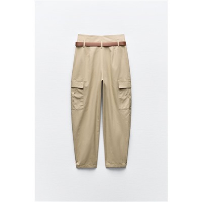 BELTED PAPERBAG CARGO TROUSERS