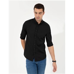Siyah Slim Fit Oxford Gömlek