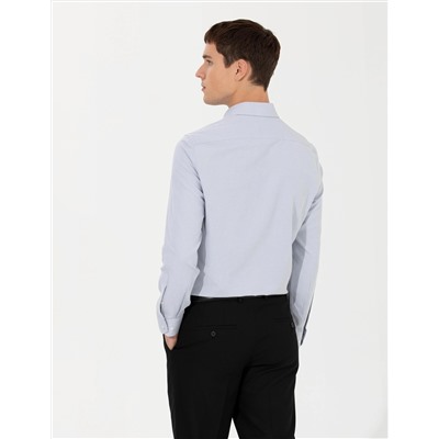 Gri Slim Fit Oxford Gömlek