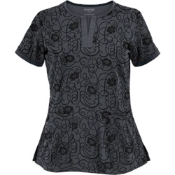 Advantage STRETCH by Butter-Soft™ Floral Conversation Pewter Stretch Scrub Top