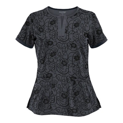 Advantage STRETCH by Butter-Soft™ Floral Conversation Pewter Stretch Scrub Top
