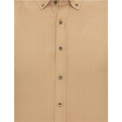 Bej Slim Fit Uzun Kollu Gömlek
