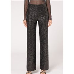 Palazzo-Leggings mit Pailletten