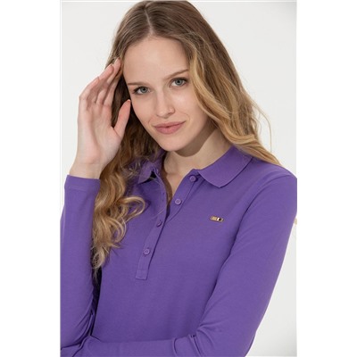 Kadın Violet Basic Polo Yaka Sweatshirt