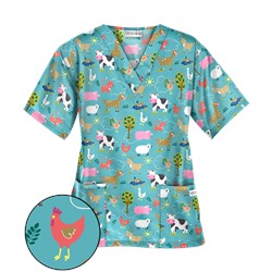 UA On The Farm Amazing Aqua Scrub Top