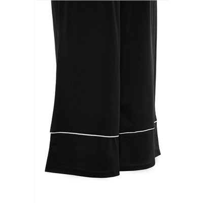 Siyah Baskılı Wide Leg Crop Boy Örme Pijama Takımı TBBAW23AI00040