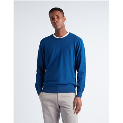 Knitted Jumper, Men, Blue