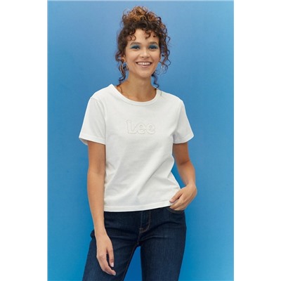 Lee Kadın Regular Fit Normal Kesim %100 Pamuk Bisiklet Yaka Beyaz Tişört L44TET