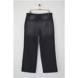 Antrasit Yüksek Bel Geniş Paça Büyük Beden Wide Leg Jeans TBBAW23CJ00020