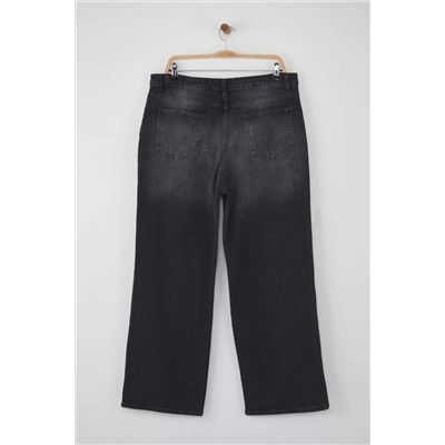 Antrasit Yüksek Bel Geniş Paça Büyük Beden Wide Leg Jeans TBBAW23CJ00020