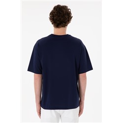 Erkek Comfort Fit Bisiklet Yaka Lacivert Merserize Basic Tişört