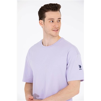 Erkek Lila Oversize Bisiklet Yaka Tişört