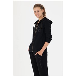 Kadın Siyah Kapüşonlu Basic Sweatshirt