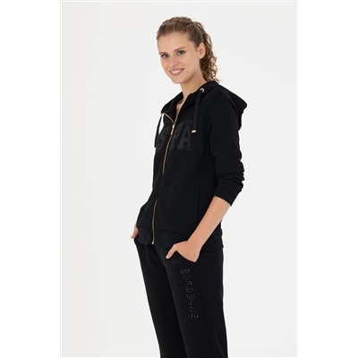 Kadın Siyah Kapüşonlu Basic Sweatshirt