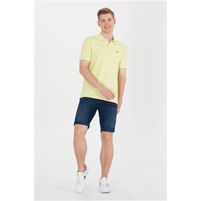 Erkek Açık Sarı Basic Polo Yaka Tişört