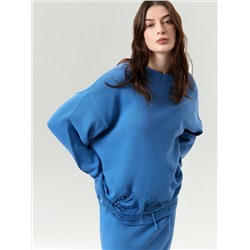 Джемпер oversize с разрезами, B3119/masmavi