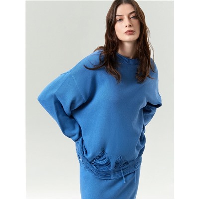 Джемпер oversize с разрезами, B3119/masmavi