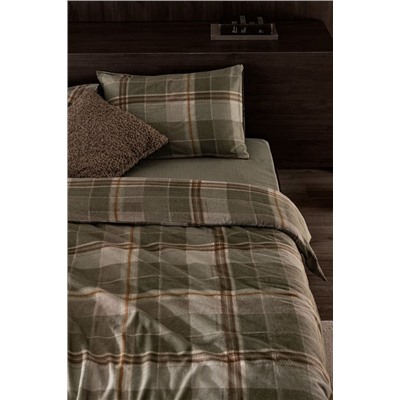 Roger King Size %100 Pamuk Flanel Nevresim Takımı - Haki