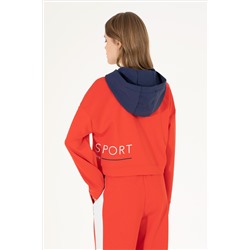 Kadın Kırmızı Kapüşonlu Sweatshirt
