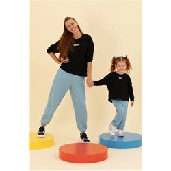 Kadın Siyah Bisiklet Yaka Basic Sweatshirt