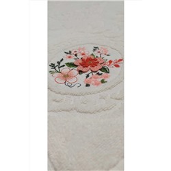 Z&N STYLE, Annem Hediyelik 3d Krem Havlu Üzeri Çeyizlik Lüks Nakışlı Jaklarlı Ayak Havlusu Banyo Paspası 50x70