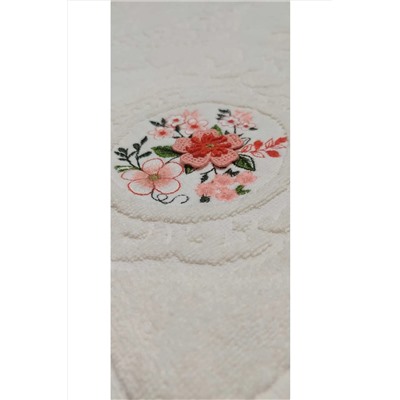 Z&N STYLE, Annem Hediyelik 3d Krem Havlu Üzeri Çeyizlik Lüks Nakışlı Jaklarlı Ayak Havlusu Banyo Paspası 50x70