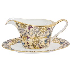 Сервиз обеденный, 6 перс, 27 пр, фарфор F, молочно-золотистый, Бабочки, Butterflies, 62450