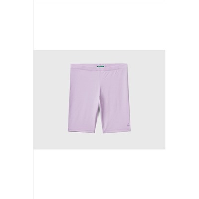 United Colors of Benetton Kız Çocuk Lila Benetton Logo Işlemeli Kısa Tayt Mix 223P3MT1C901D