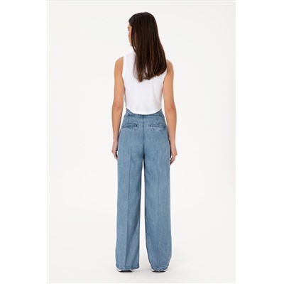 Kadın Açık Mavi Loose Fit Jean Pantolon