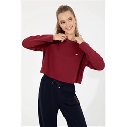 Kadın Vİşne Bisiklet Yaka Sweatshirt