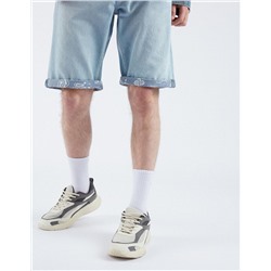 Printed Base Straight Fit Denim Shorts, Men, Light Blue