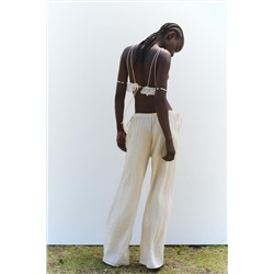 LINEN BLEND PALAZZO TROUSERS
