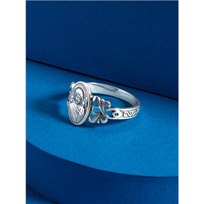 Кольцо из серебра с чернением - Казанская БМ 925 пробы 1-150